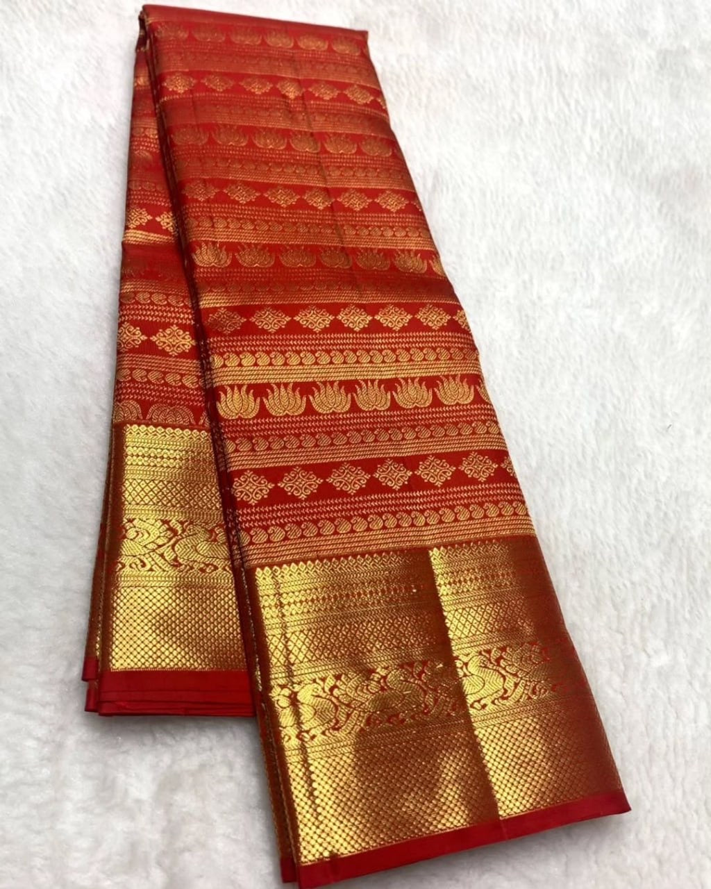 Purple and red Banarasi Soft Silk Saree