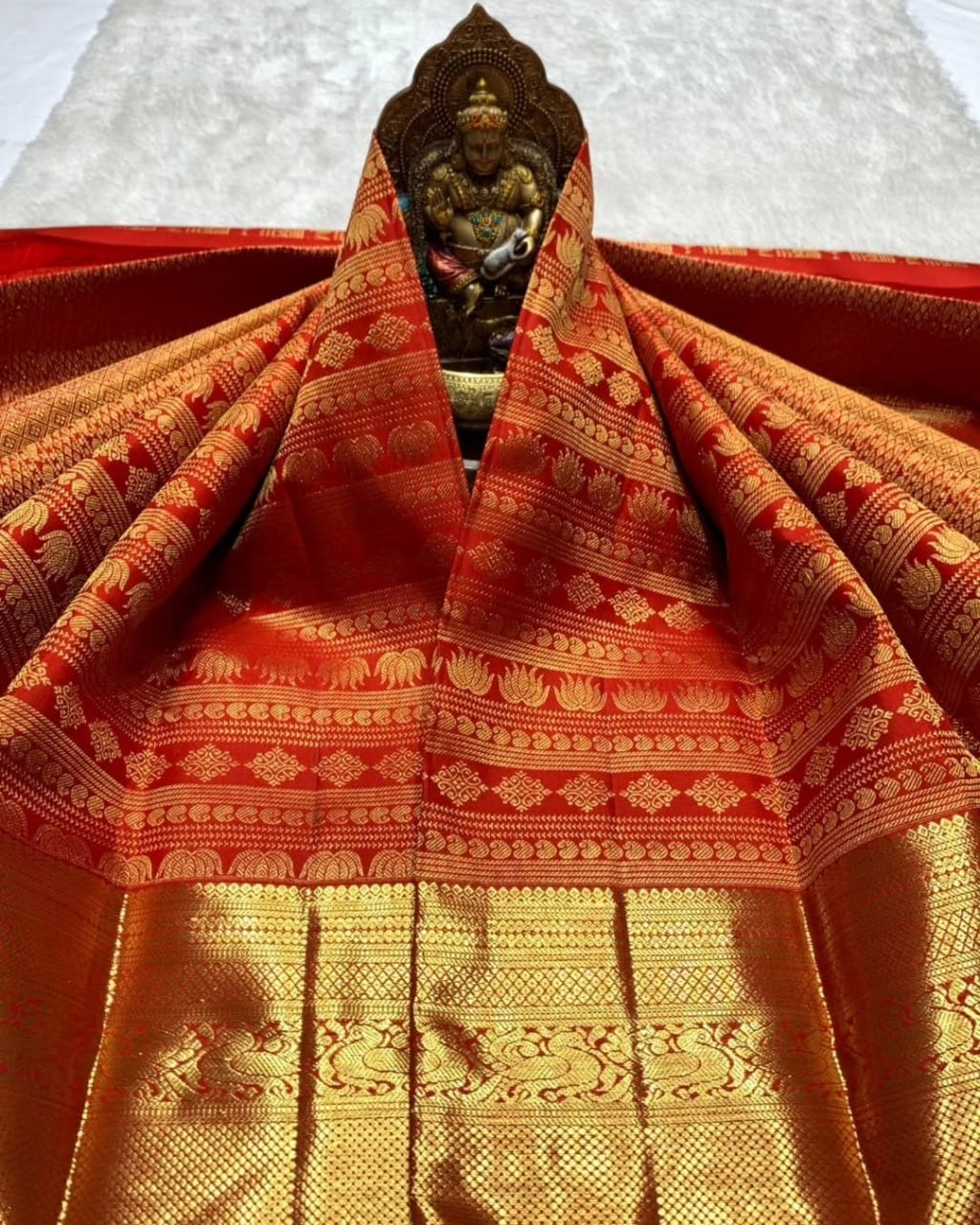 Purple and red Banarasi Soft Silk Saree