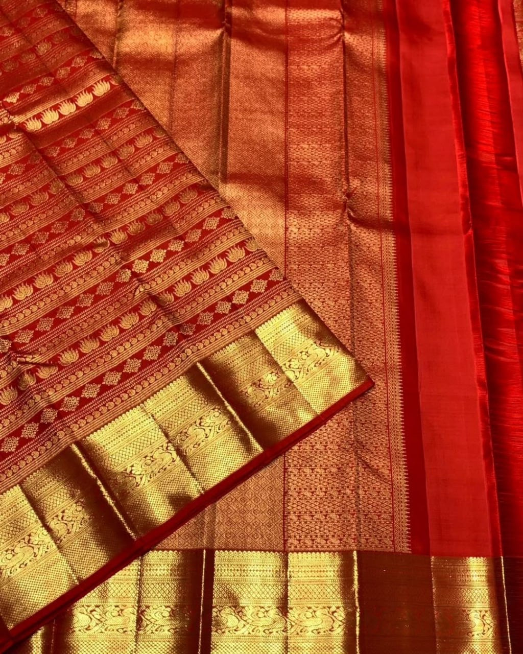 Purple and red Banarasi Soft Silk Saree