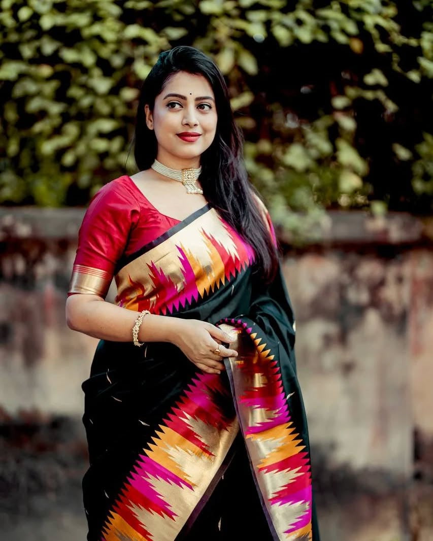 Black Ikat Patola Banarasi Silk Saree