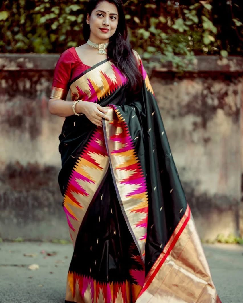 Black Ikat Patola Banarasi Silk Saree