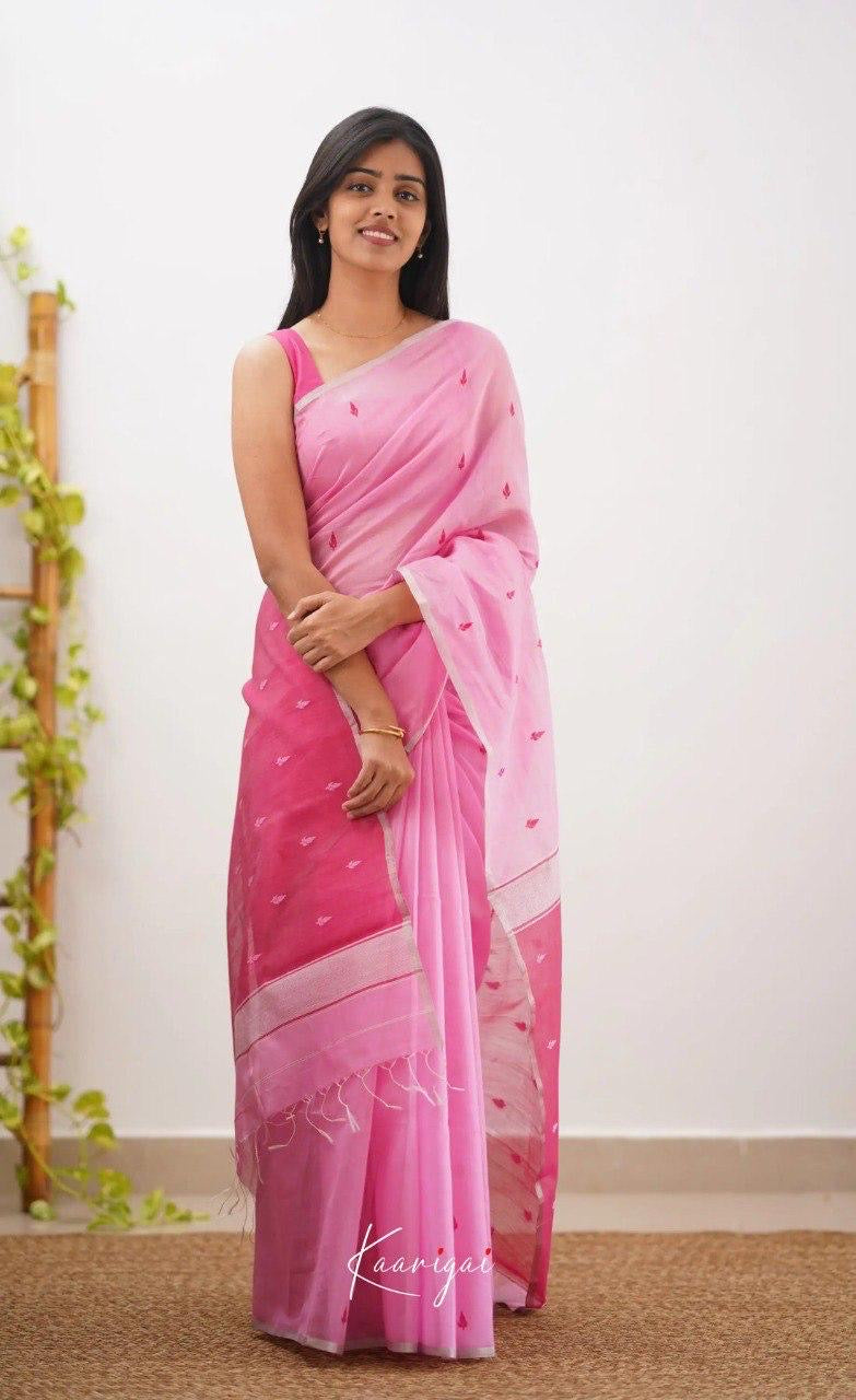 Elegant Pink Handwoven Cotton Silk Saree with Minimal Motif Work