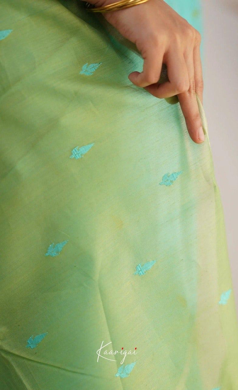 Aqua Green Handwoven Soft Cotton Soft Saree with Contrast Pallu