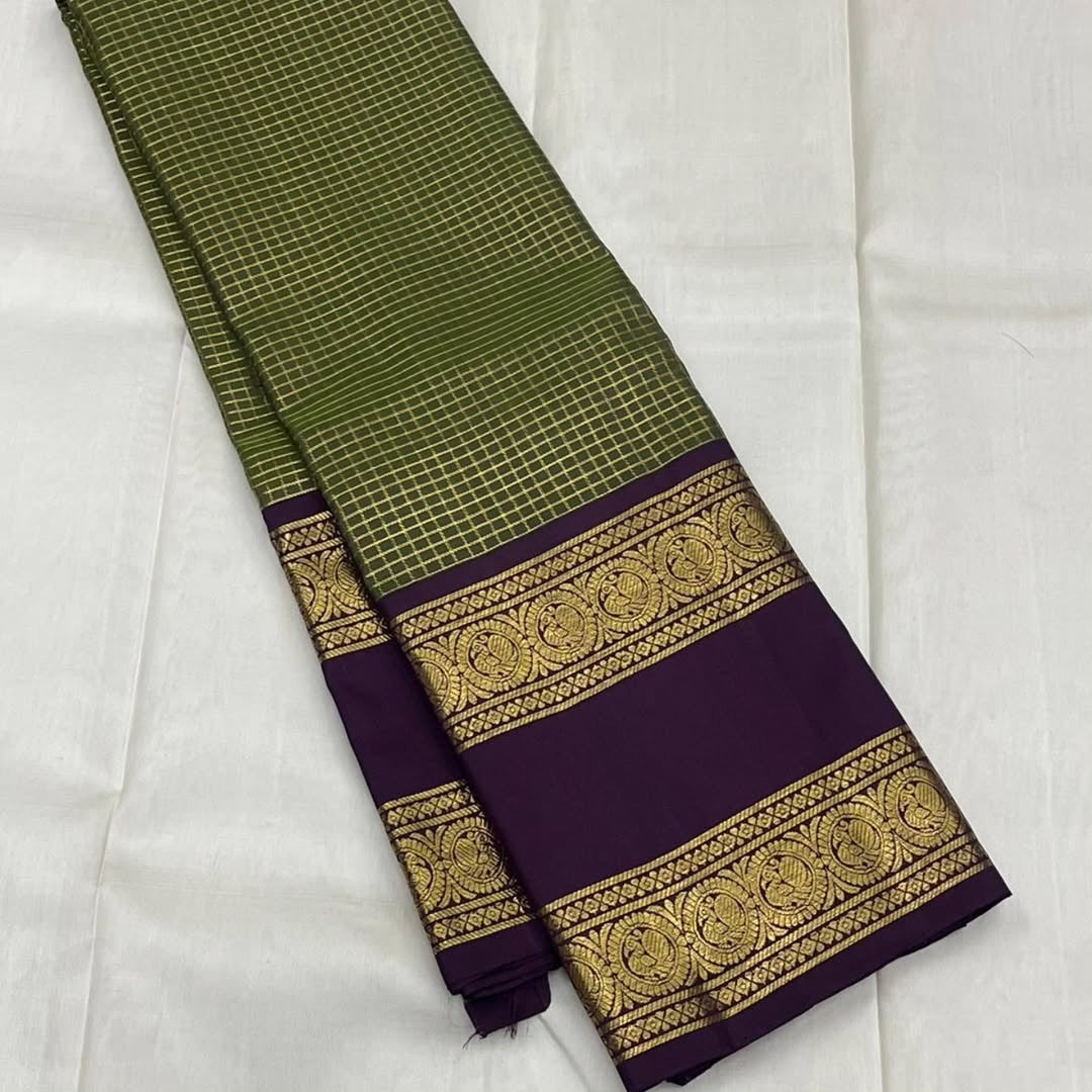 Purple and Green Kanchipuram Silk Saree