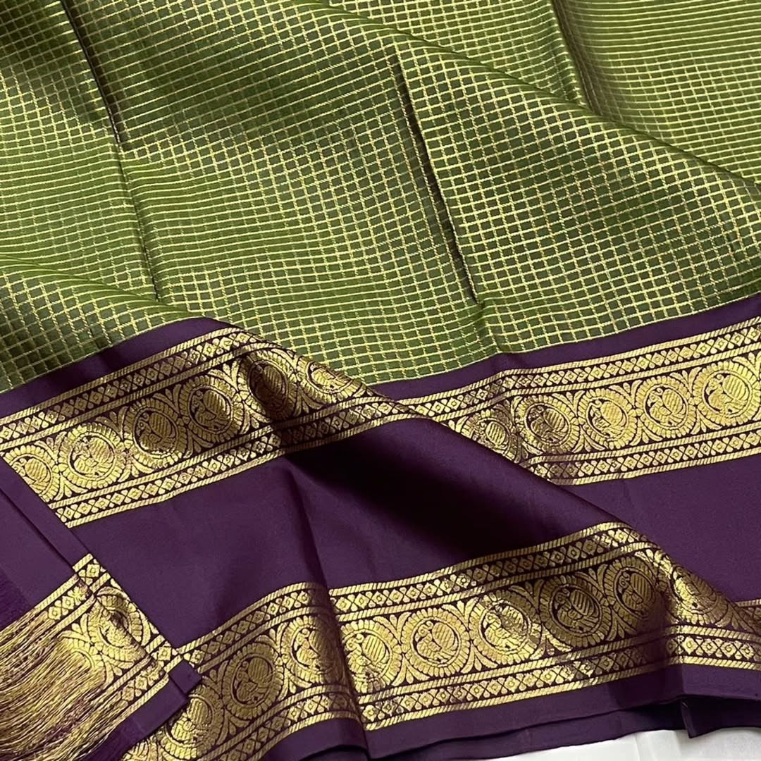 Purple and Green Kanchipuram Silk Saree