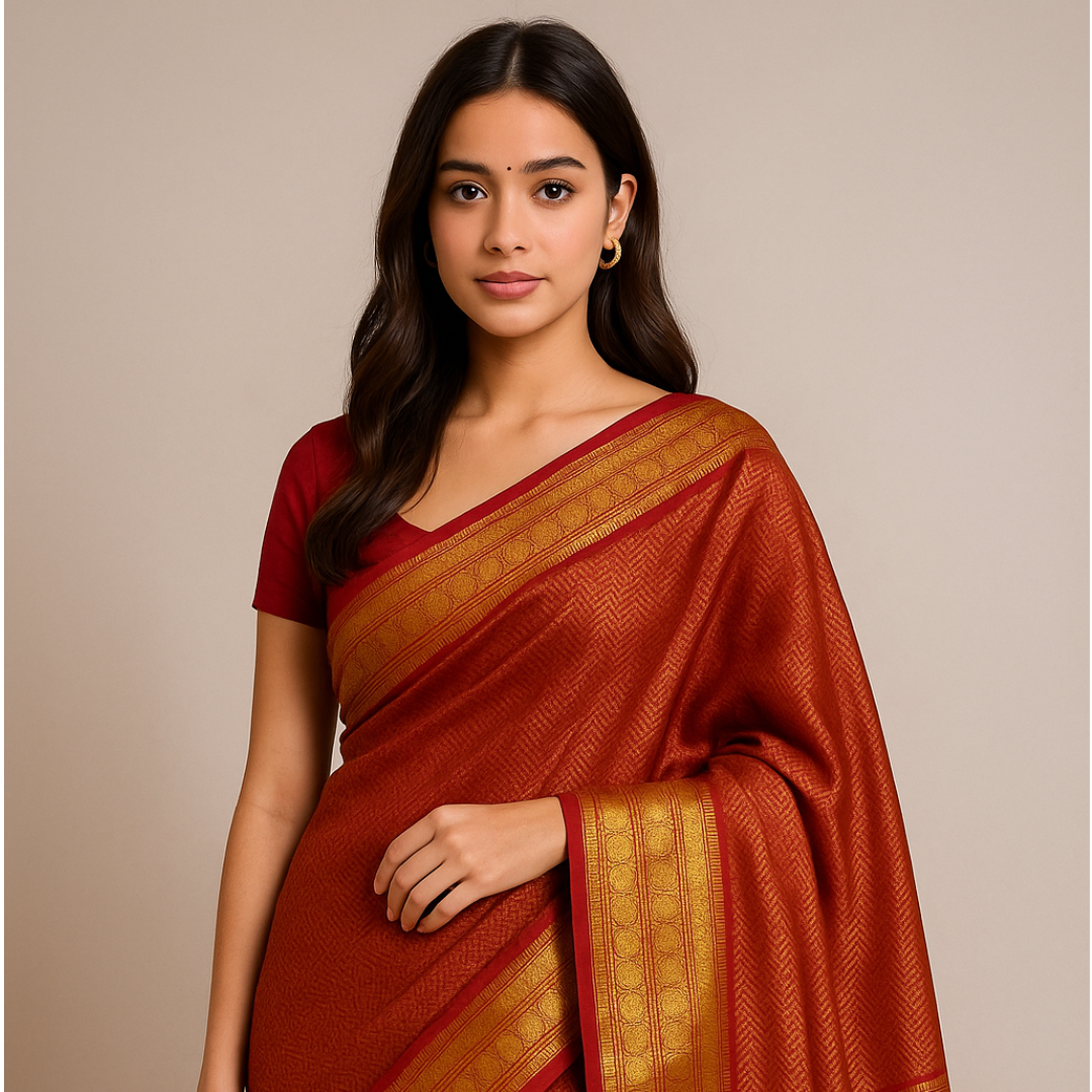 Classic Maroon Banarasi Silk Saree
