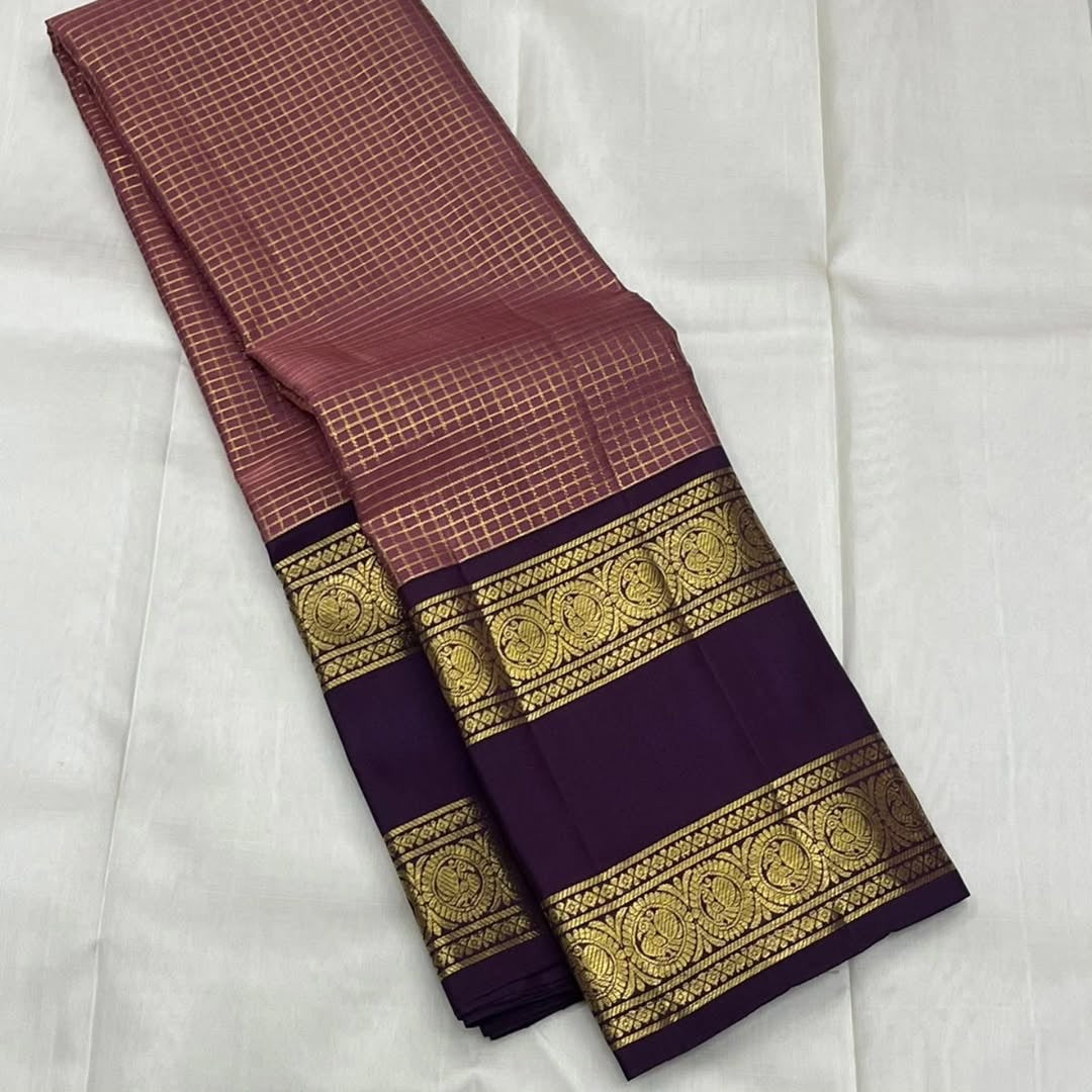 Wine and Purple Kanchipuram Silk Saree