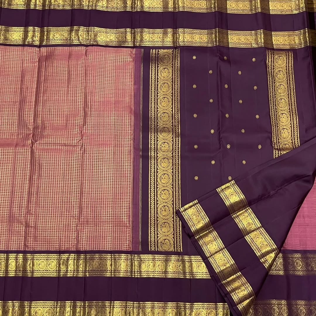 Wine and Purple Kanchipuram Silk Saree