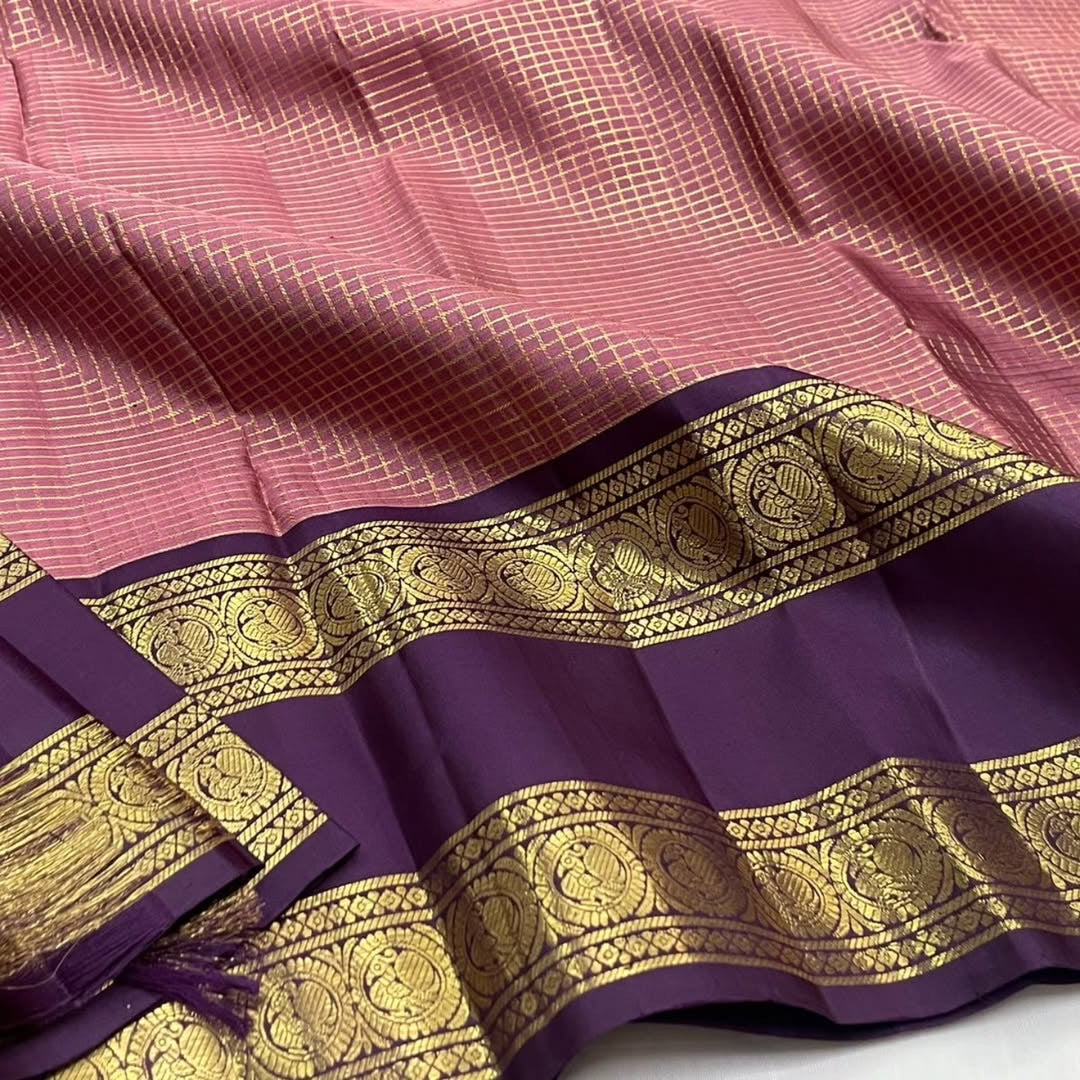 Wine and Purple Kanchipuram Silk Saree