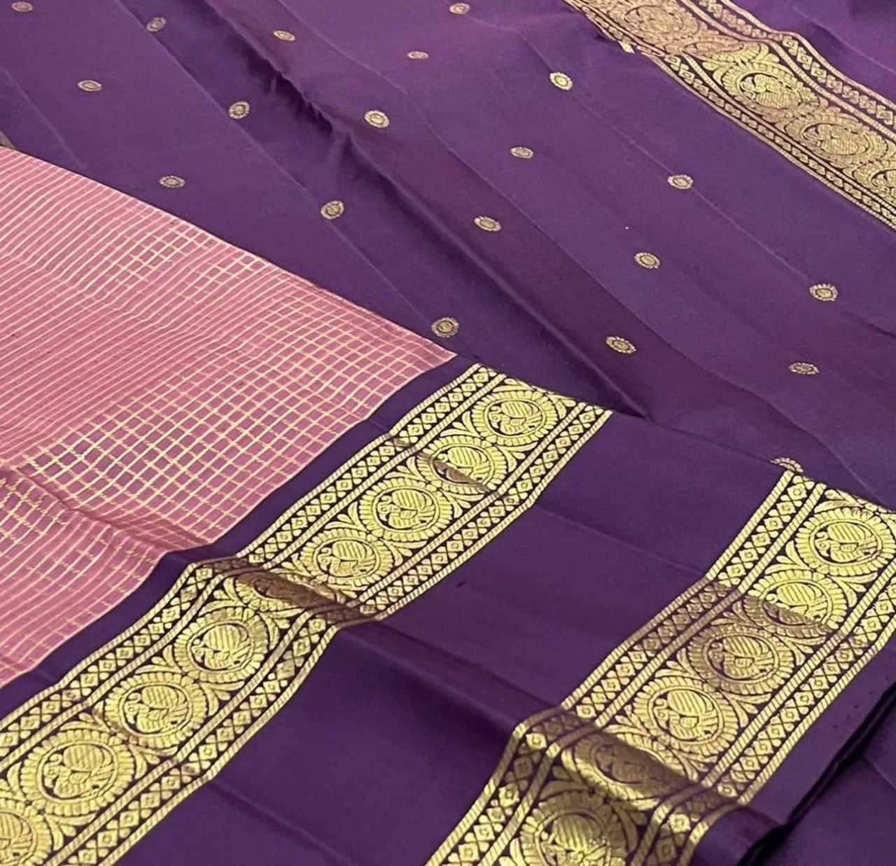Wine and Purple Kanchipuram Silk Saree