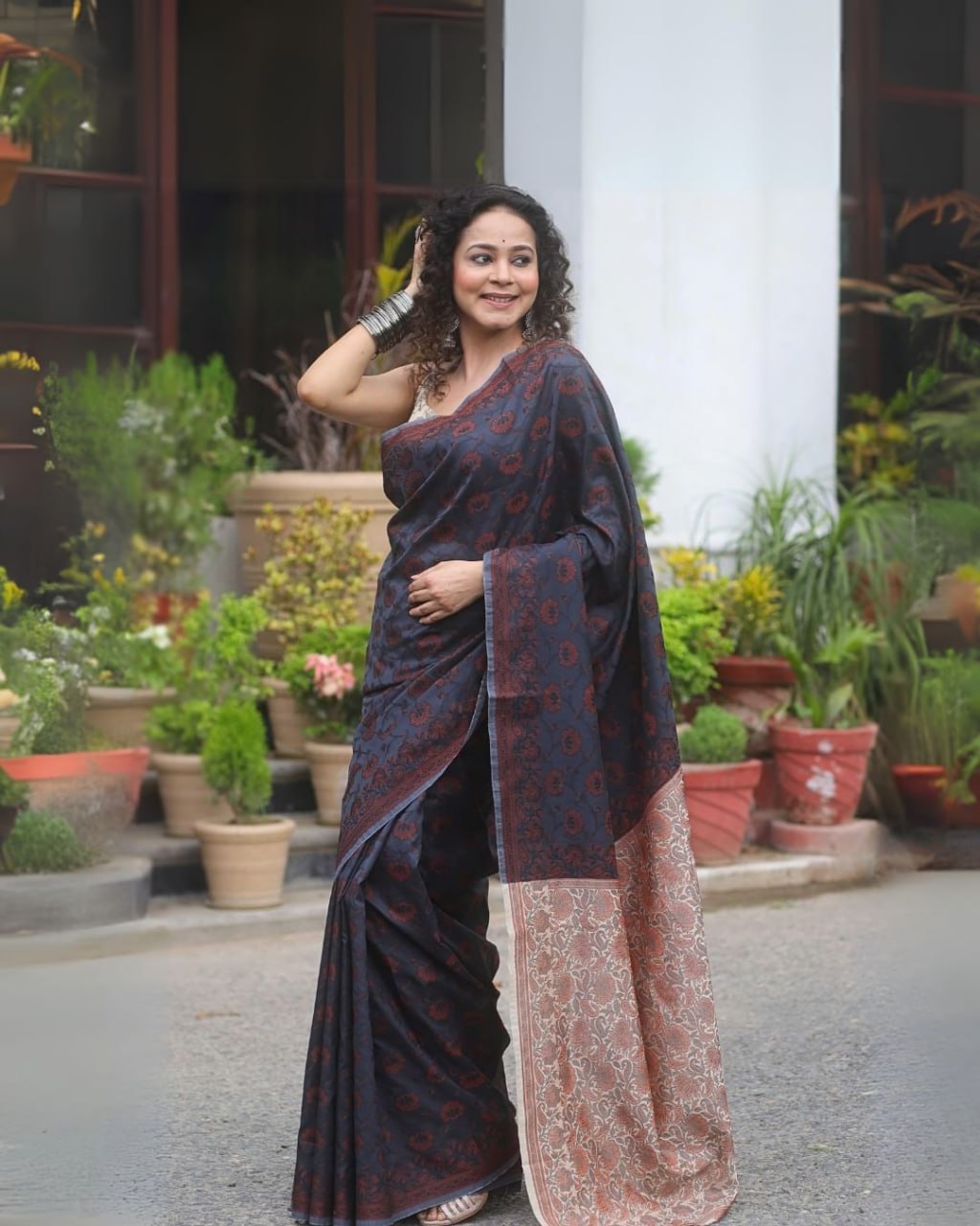 Black Banarasi Soft Silk Saree