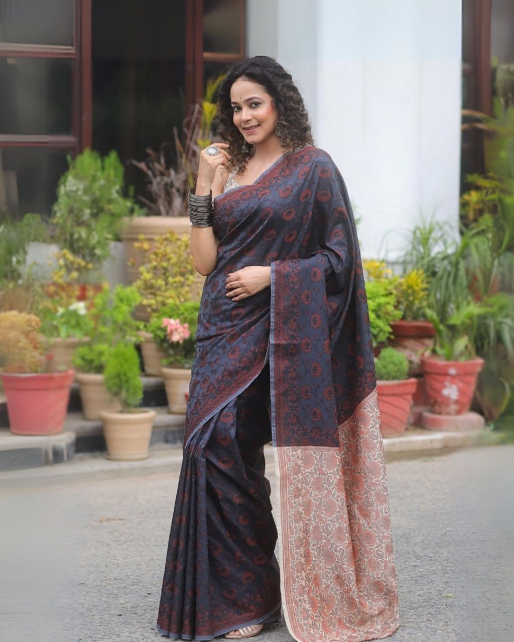 Black Banarasi Soft Silk Saree