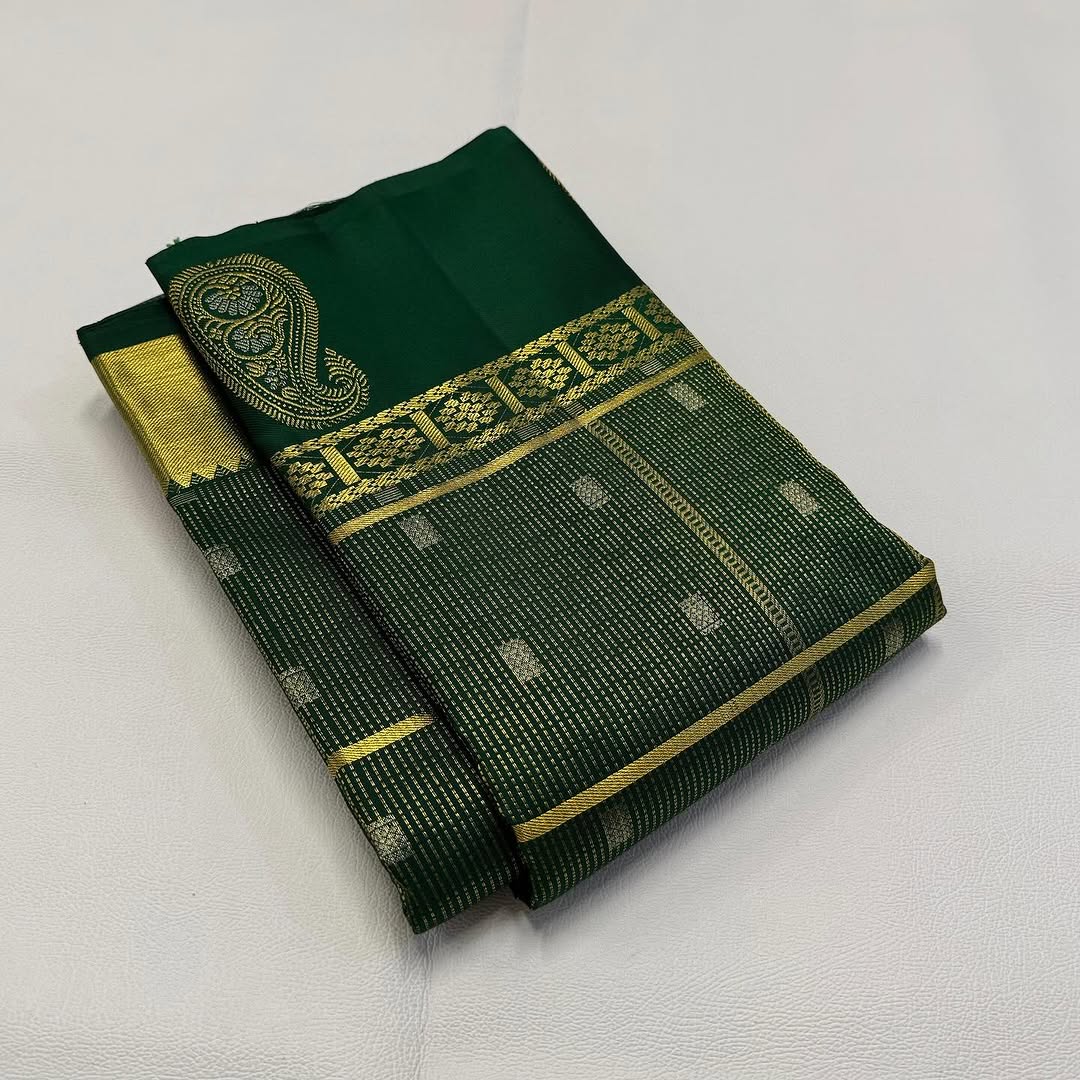 Green Banarasi Soft Silk Saree