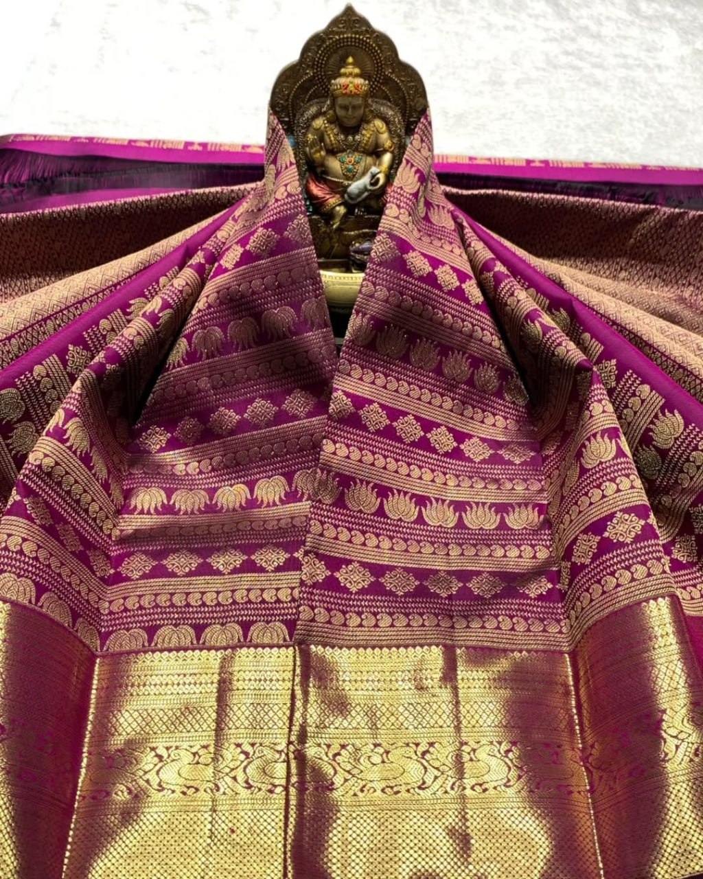 Purple and red Banarasi Soft Silk Saree