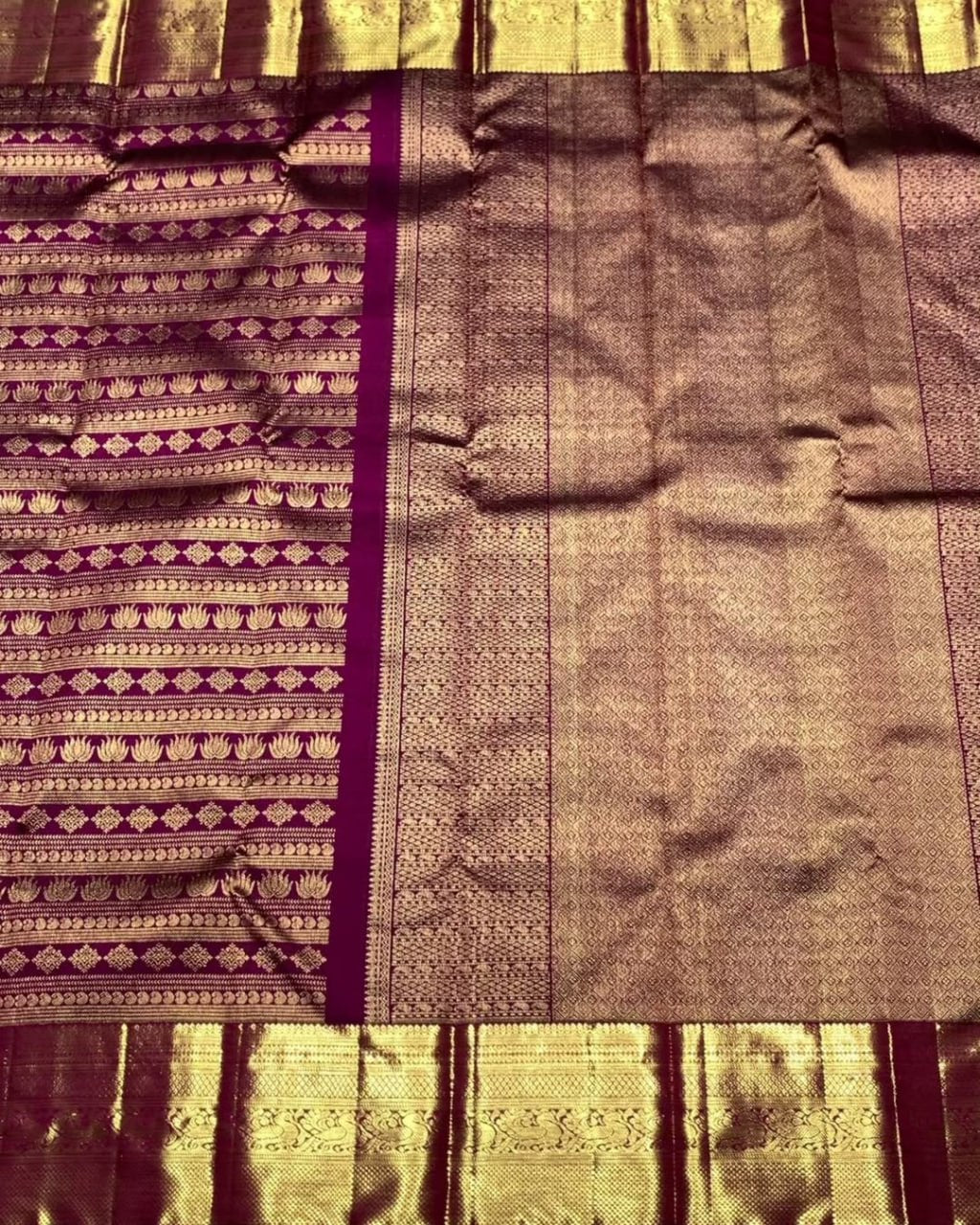 Purple and red Banarasi Soft Silk Saree