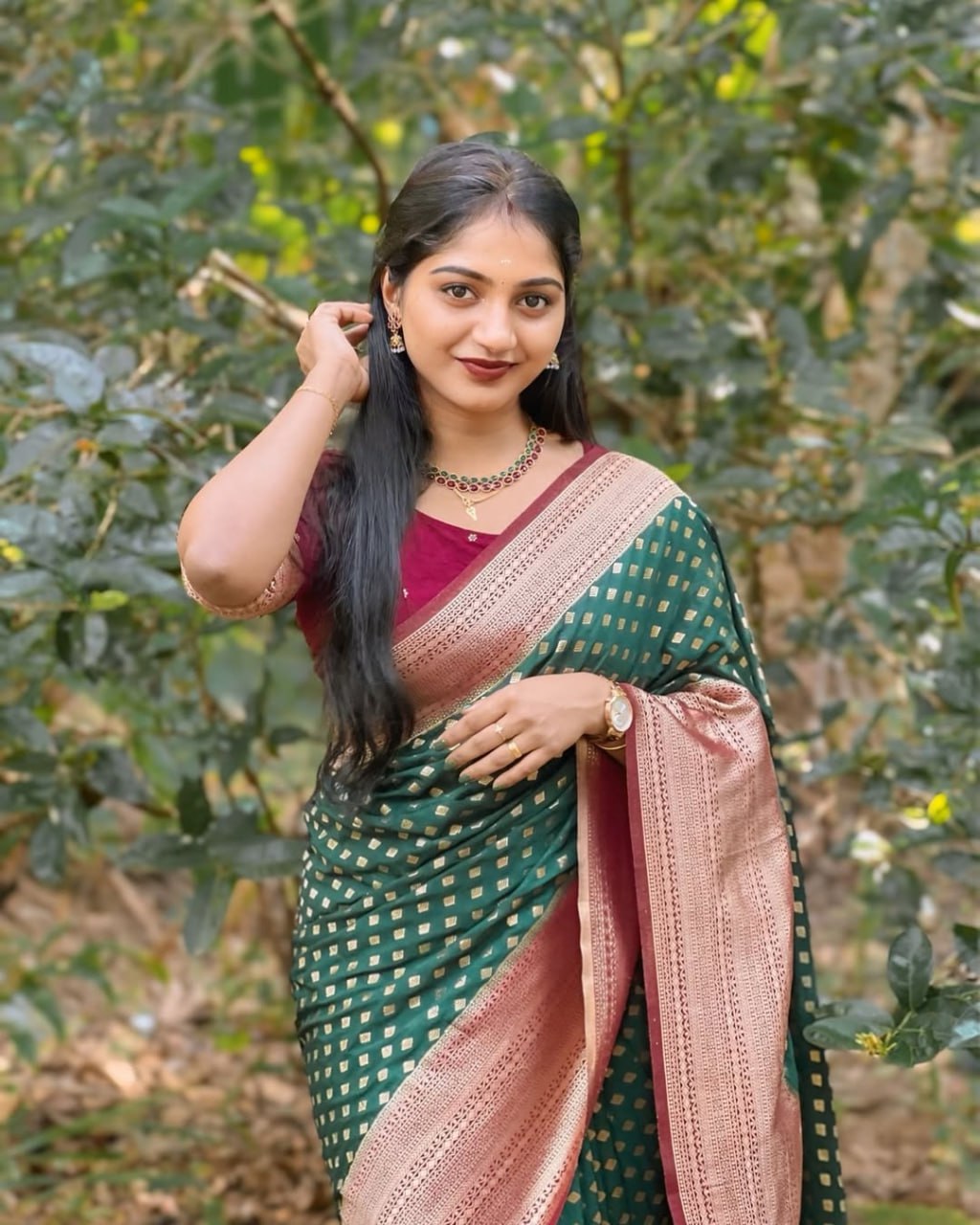 Emerald Green Soft Silk Saree