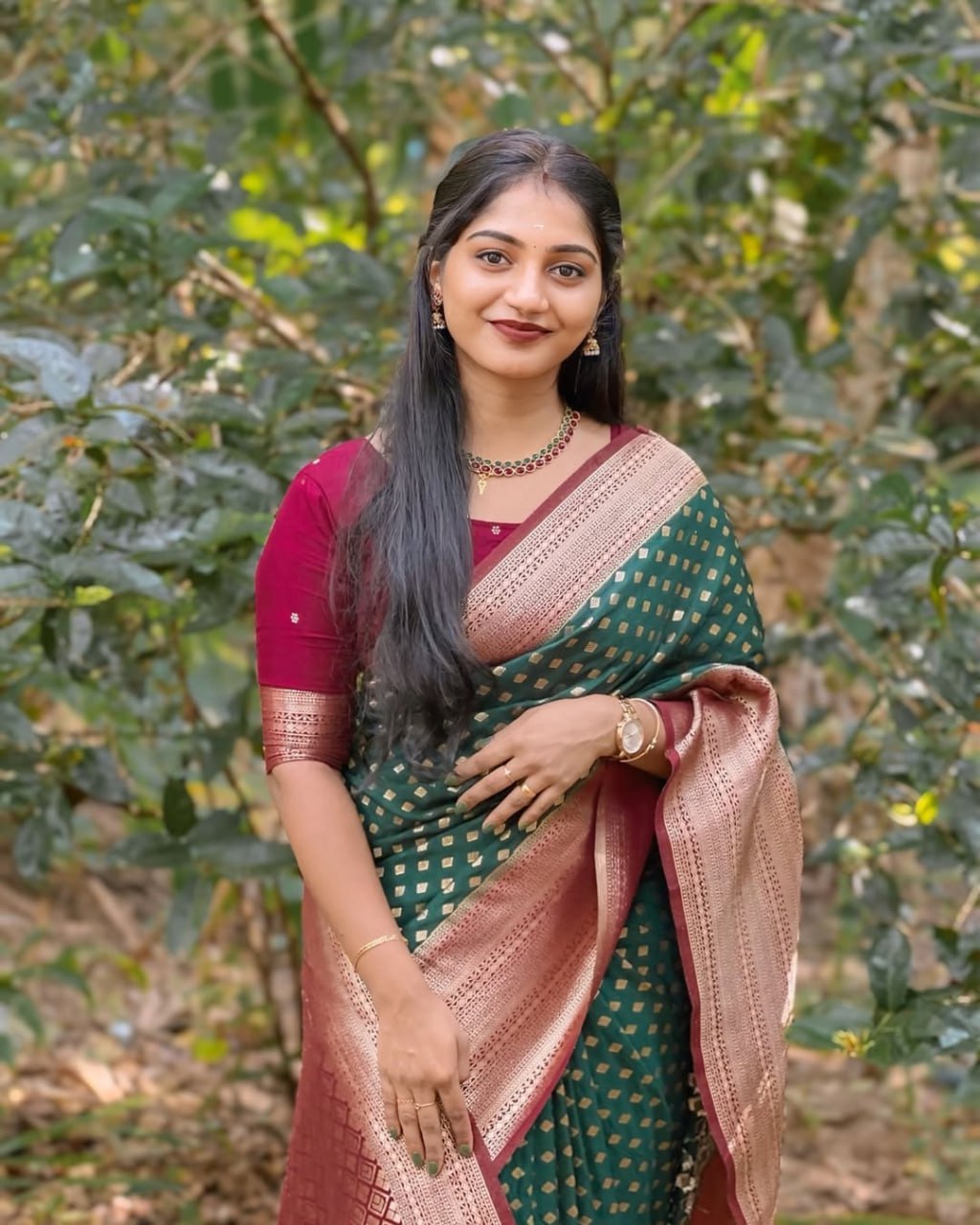 Emerald Green Soft Silk Saree