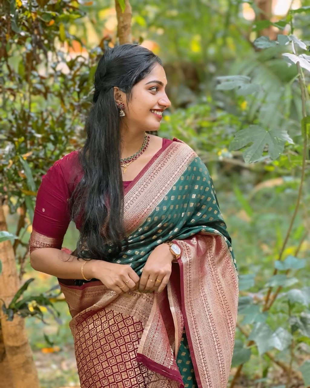 Emerald Green Soft Silk Saree