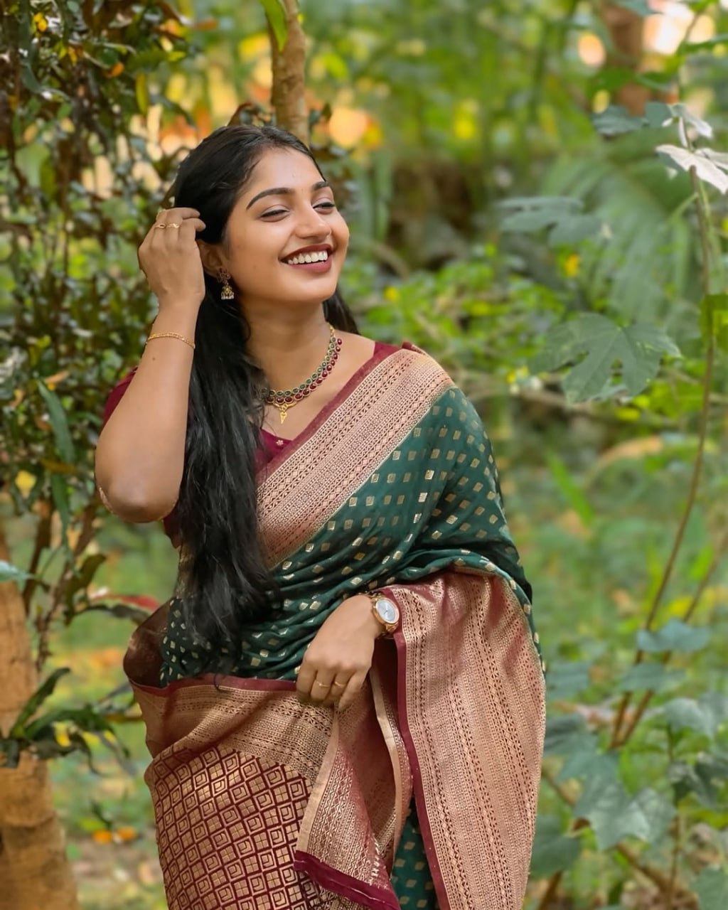 Emerald Green Soft Silk Saree