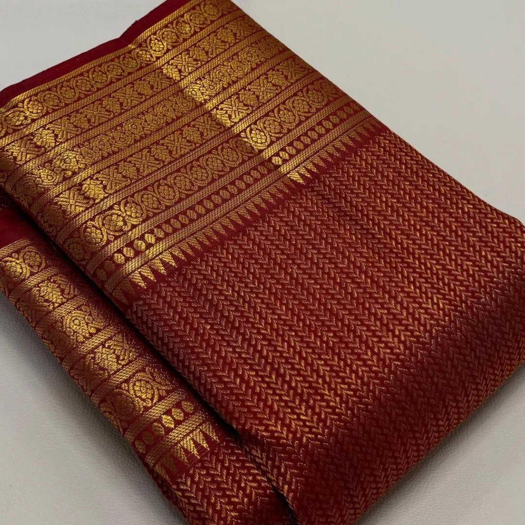 Classic Maroon Banarasi Silk Saree