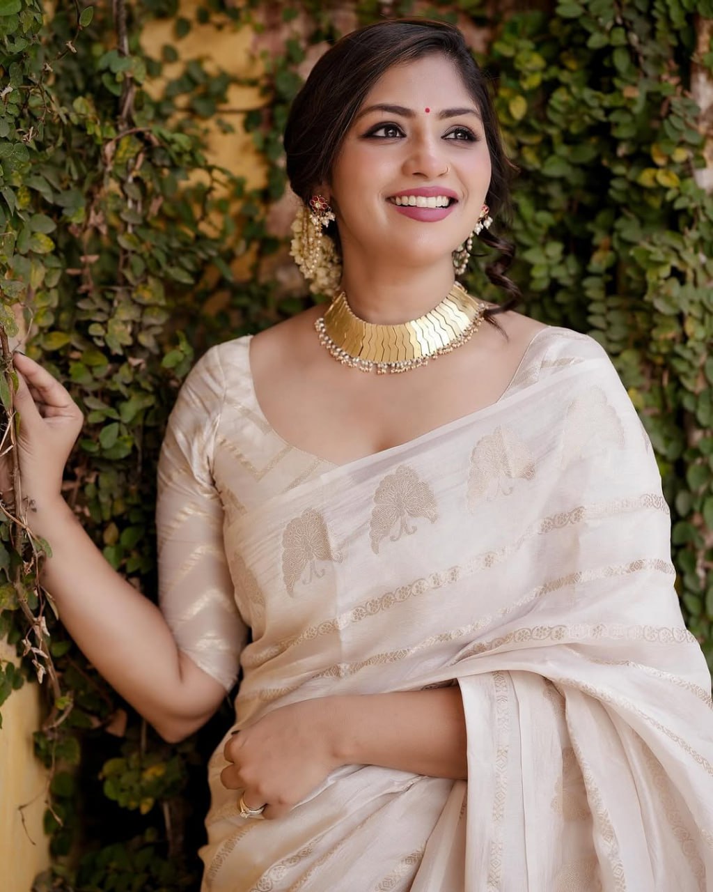 Elegant Off-White Organza Silk Saree