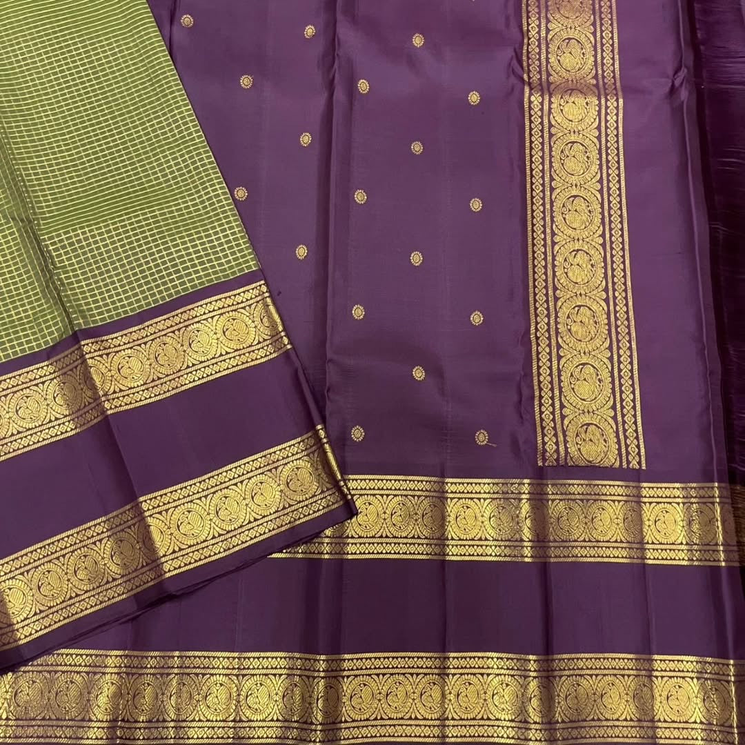 Purple and Green Kanchipuram Silk Saree