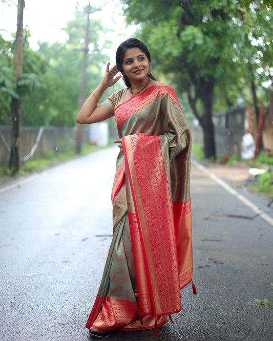 Pink Banarasi Soft Silk Saree