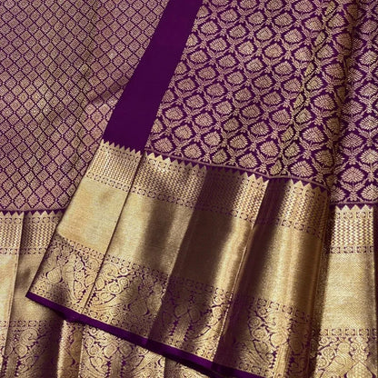 Royal Purple Kanchipuram Silk Saree with Antique Gold Zari Butta